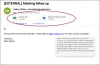 Email message with attachments including their file name and type